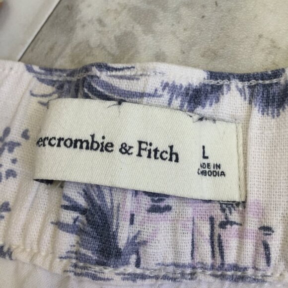 Abercrombie & Fitch Linen Blend Tropical Palm Tree Print Wide Leg Pant l - Picture 6 of 11